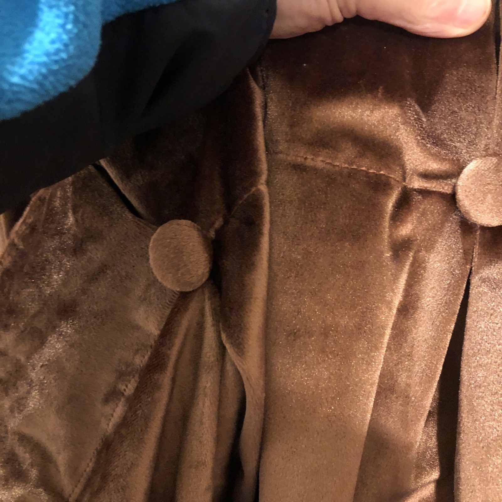 Bronze Brown Velvet Curtains 2 Panels, Back Tab Pleated Button Accents 52×94