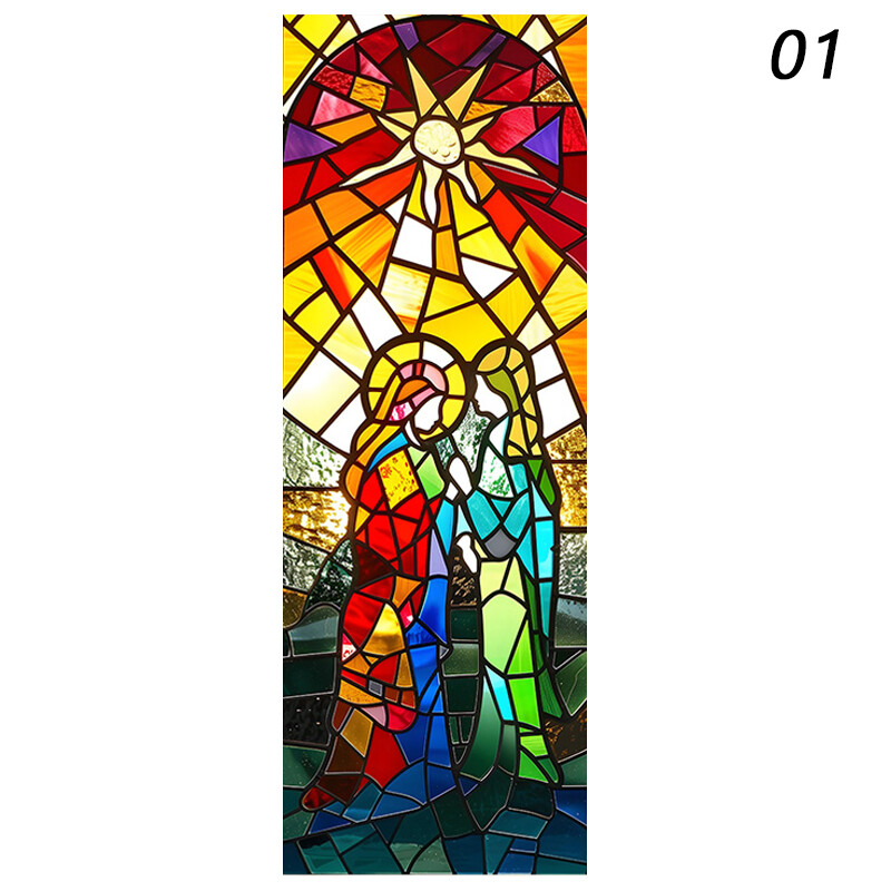 Retro Stained Glass Window Film Privacy Self-Adhesive Window Sticker Frosted NEW