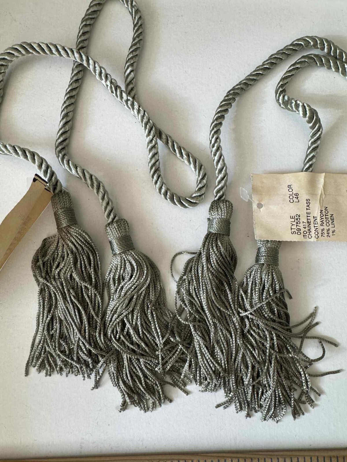 Sage Green Rayon Cotton Linen Tassel Tieback for Curtains Tie Back Conso New