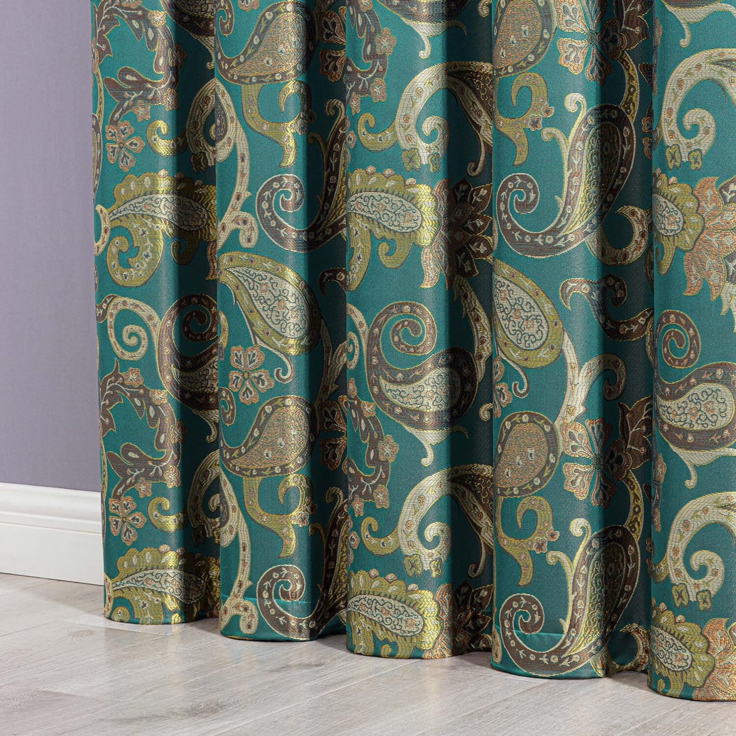 Chezmoi Collection Adelle 4-Piece Paisley Jacquard Embroidery Window Curtain Set