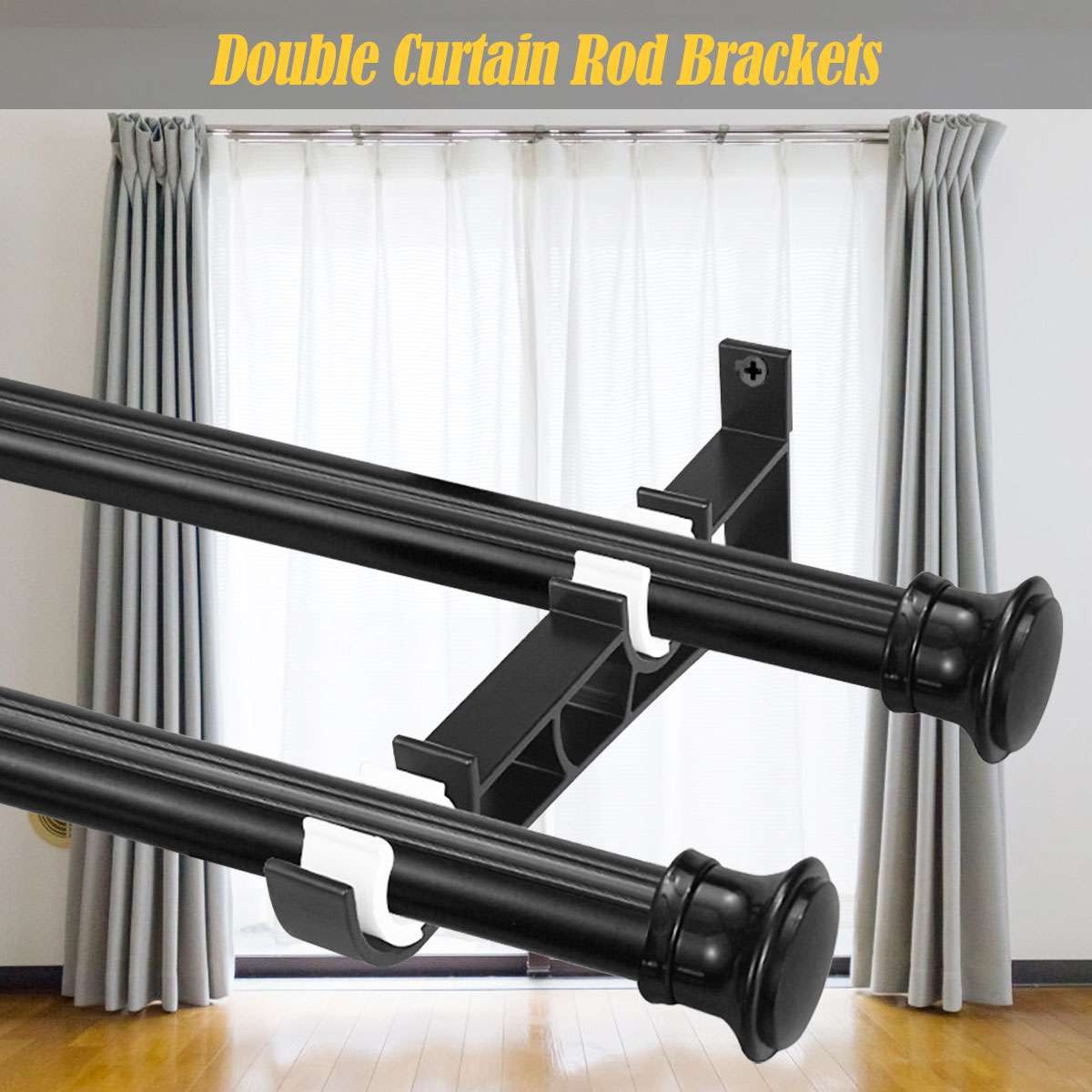 Hang Curtain Bracket Rod Holders Single Hook Into Window Frame Aluminum Alloy
