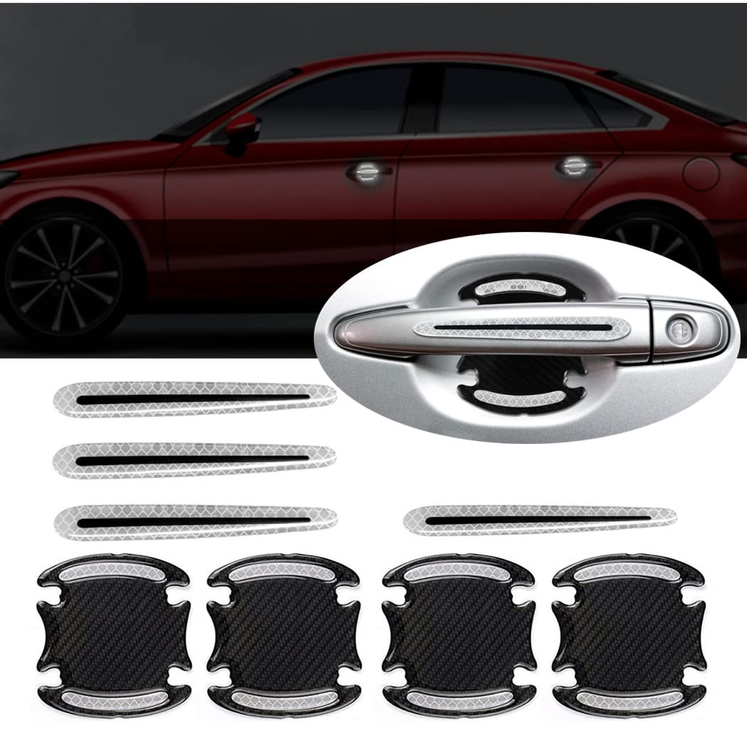 8pcs Universal 3D Carbon Fiber Texture car Door Handle Door Bowl Paint Scratc…