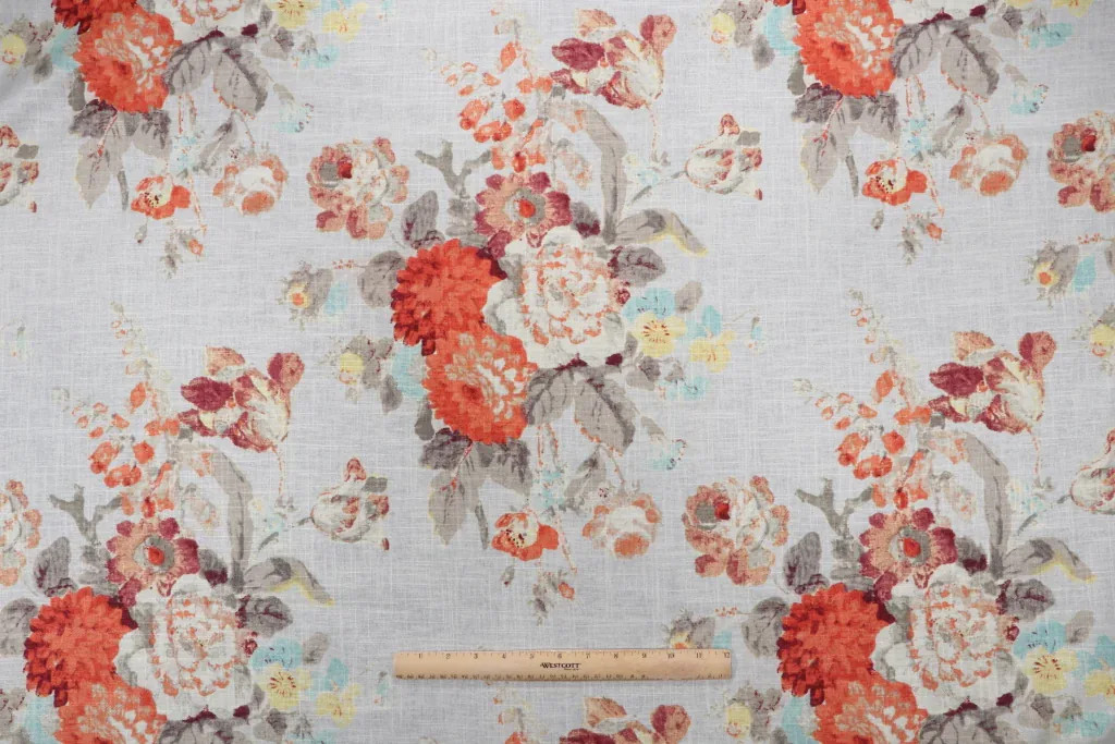 2 DRAPES Romantic Rose in Nectar Screenprinted Linen/Rayon Heirloom Quality Set