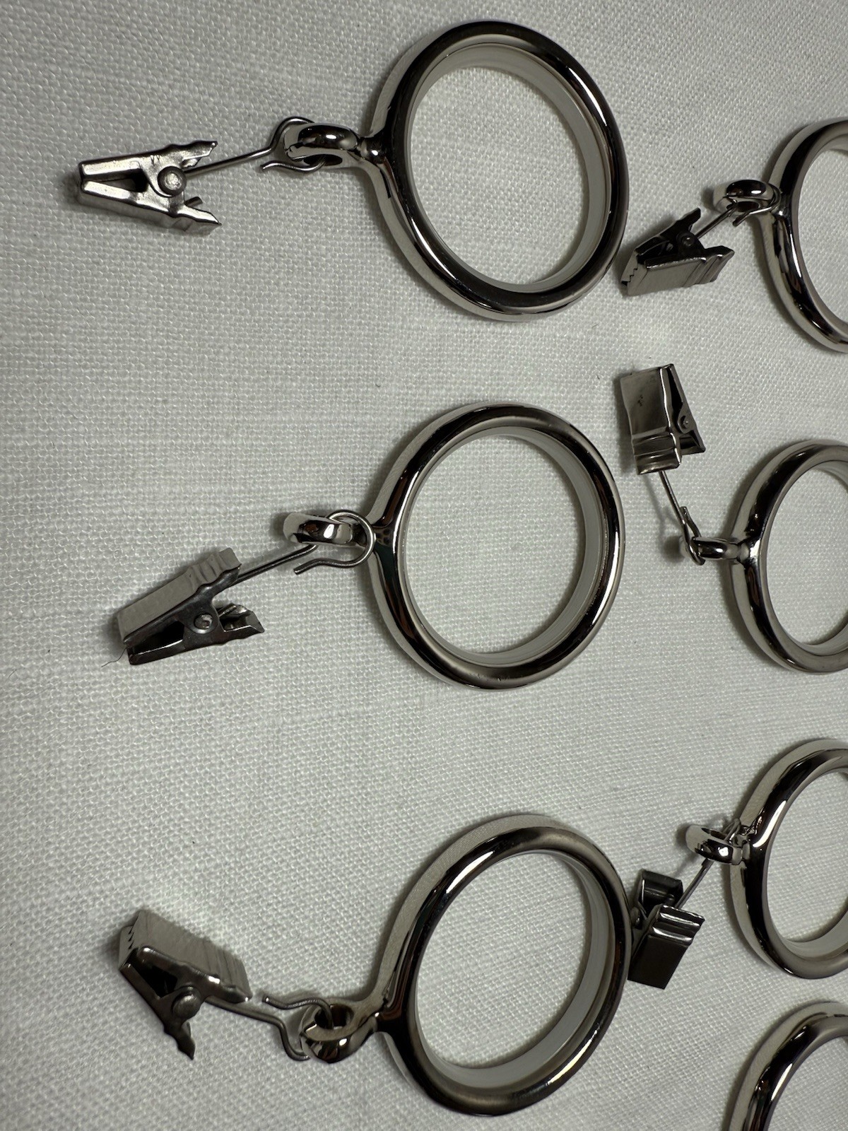 Pottery Barn Quiet-Glide 1.25″ Round Curtain Rings w/ Clips, Polished Nickel