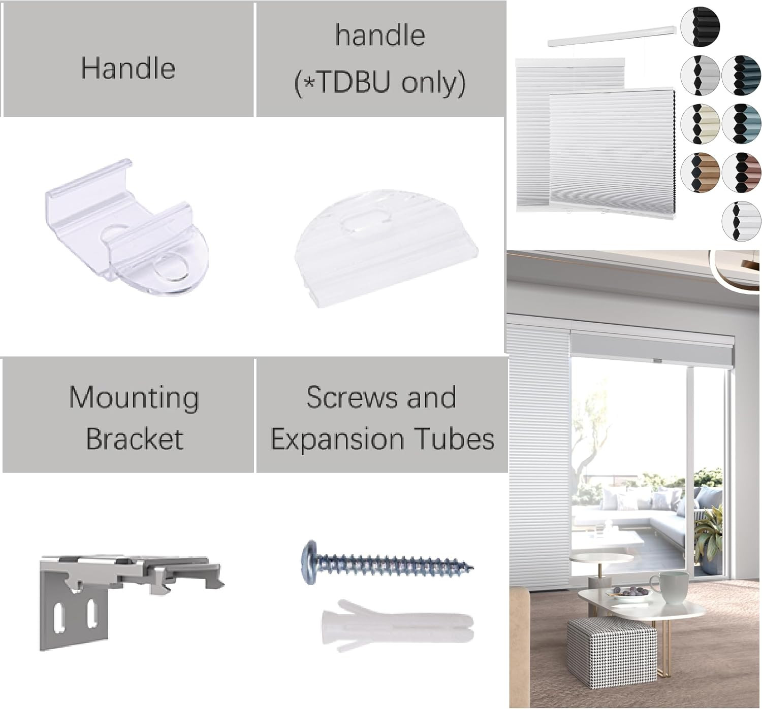 Cordless Top down Bottom up Cellular Shades Accessories Mounting Brackets Window