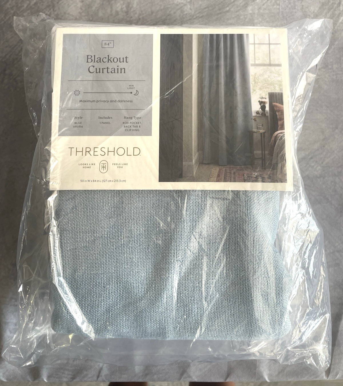 50”x84” Threshold Blackout Aruba Window Curtain Panel Traditional Style Blue