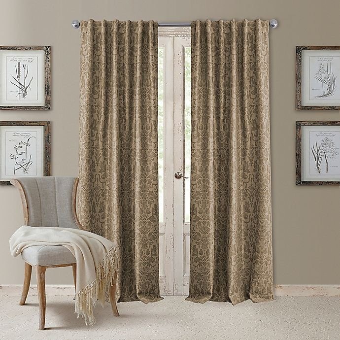 Elrene Antonia Floral Damask Blackout 52×95 Rod Pocket Curtain Panel Taupe