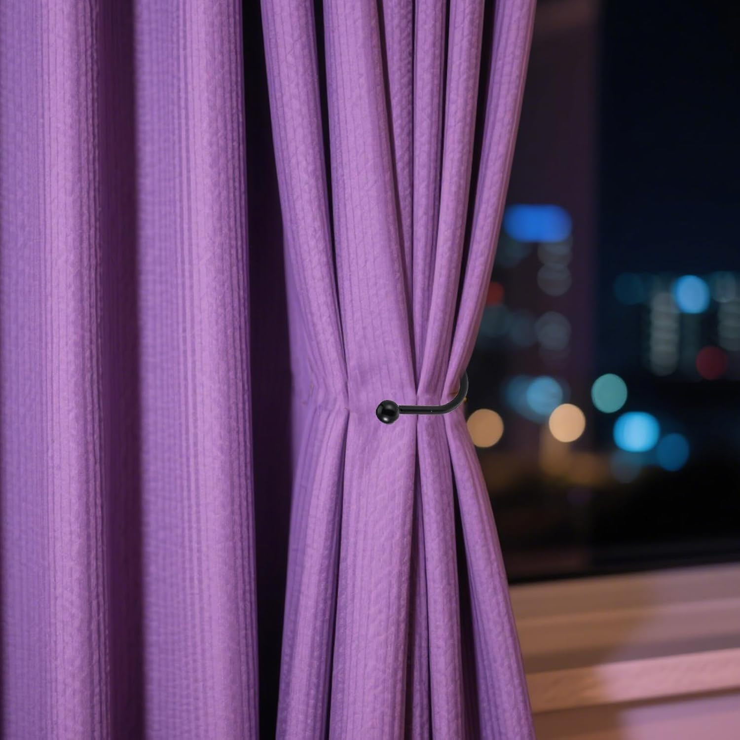8 Pcs Metal Curtain Holdbacks, Black Curtain Tie Backs Wall Mounted Drapery Tieb