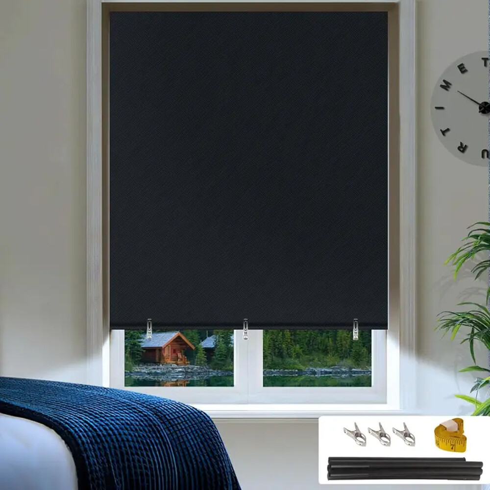 100% Blackout Roller Shades, No Tools No Drill Cordless Blinds Blackout Roller