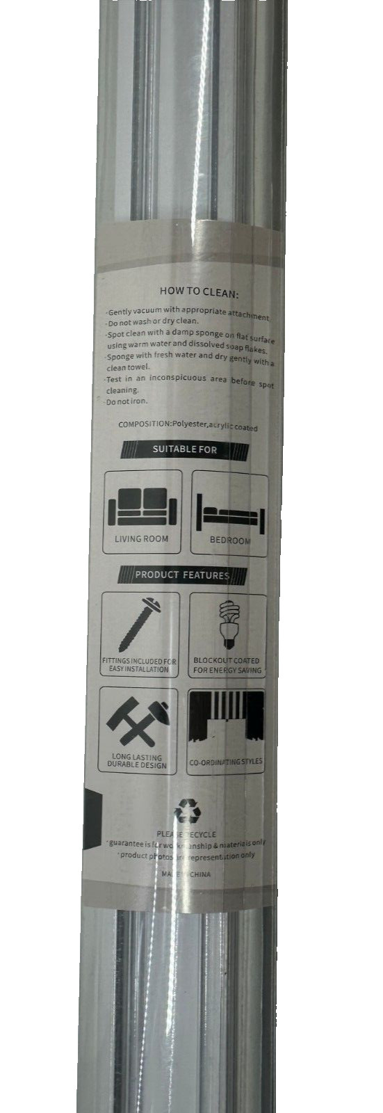 ChrisDowa Cordless Free 100% Blackout Blind Roller Window Shade White 33W x 72H