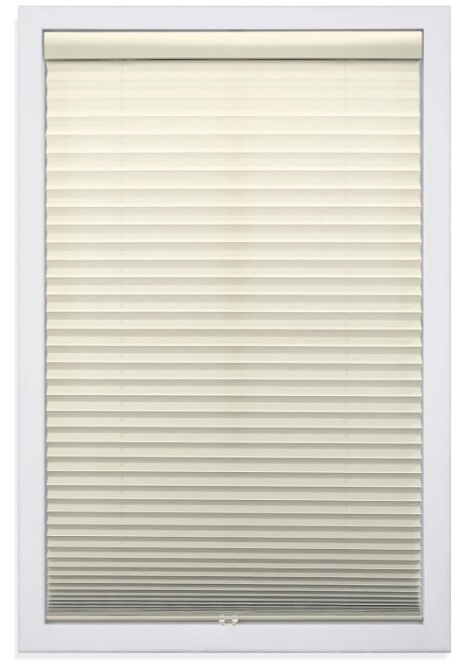 Cordless 1″ Light Filtering Pleated Shade Window Shade Fabric 33.5″W x 72″H Ecru