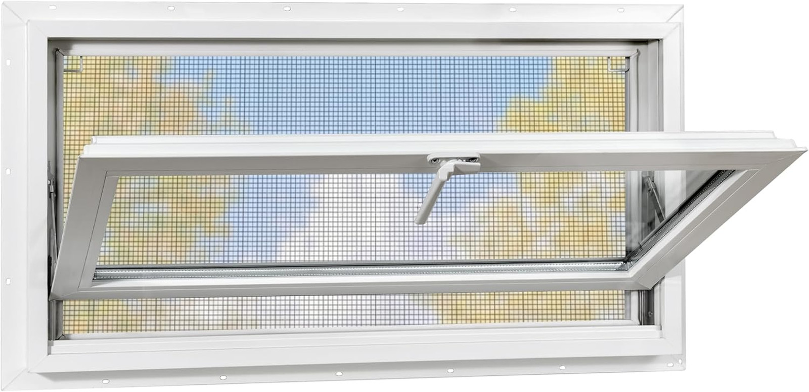 Vinyl Basement Hopper Window, Bathroom Window 32″ X 14″ White | Double Pane Insu