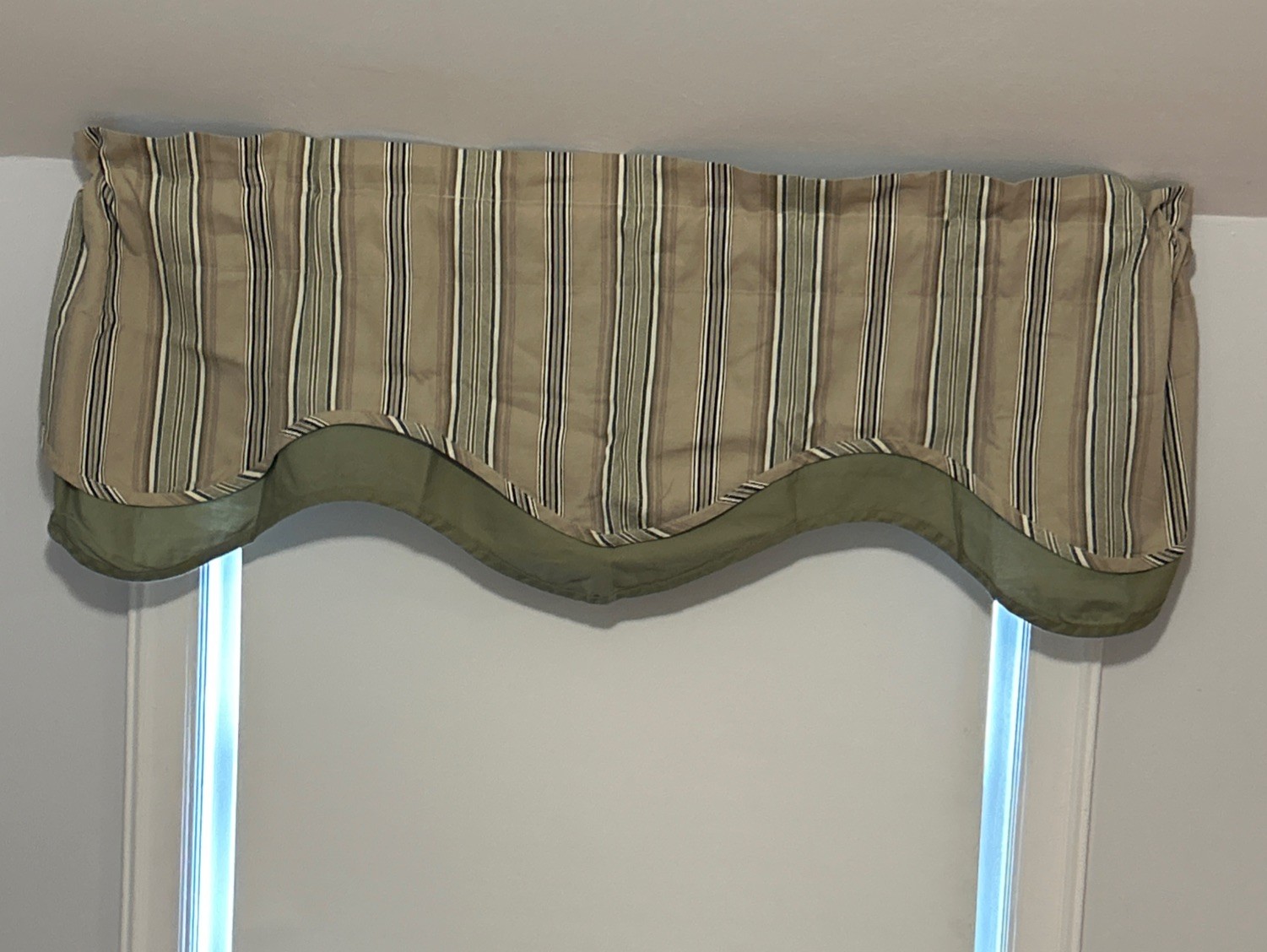 (3) JC Penney Home Collection Valences Beige/Green/Black/White 58 in