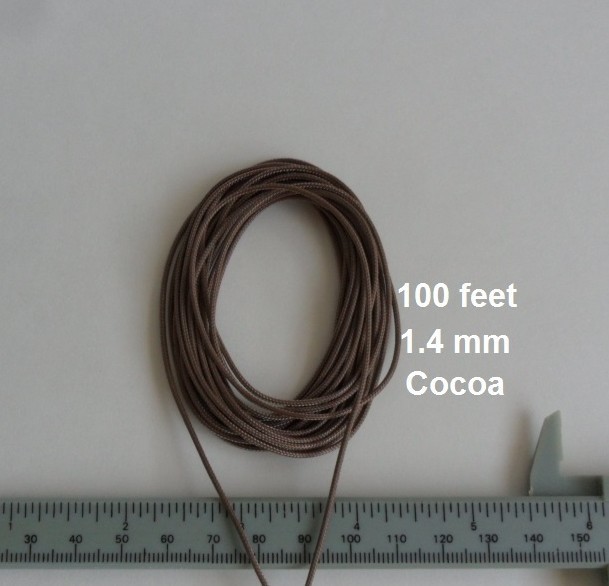 100 Feet 1.4 mm Blinds Shade Lift Pull Cord String Rope, Cocoa color.