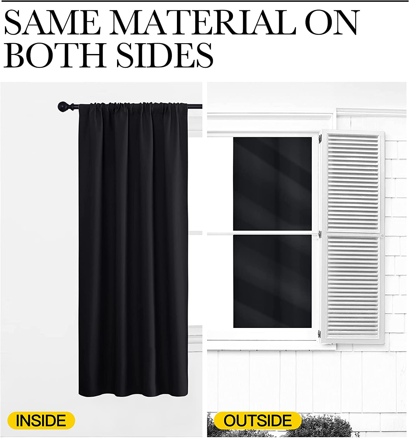 Blackout Curtains 2 Panels 42x63in Thermal Insulated Drapes for Bedroom Black