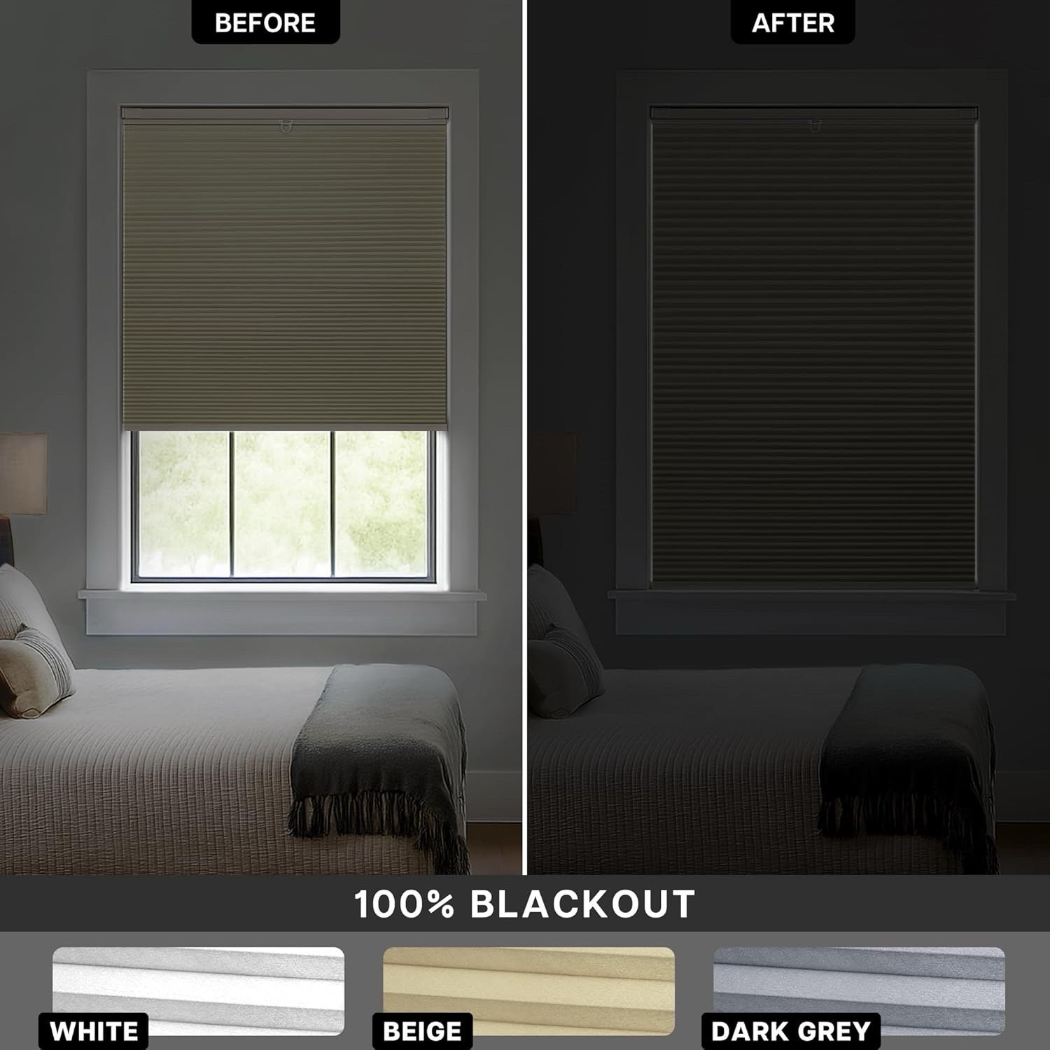 Lazblinds Upgraded Top Down Bottom Up Honeycomb Blinds, No Drill 22″x64″ white