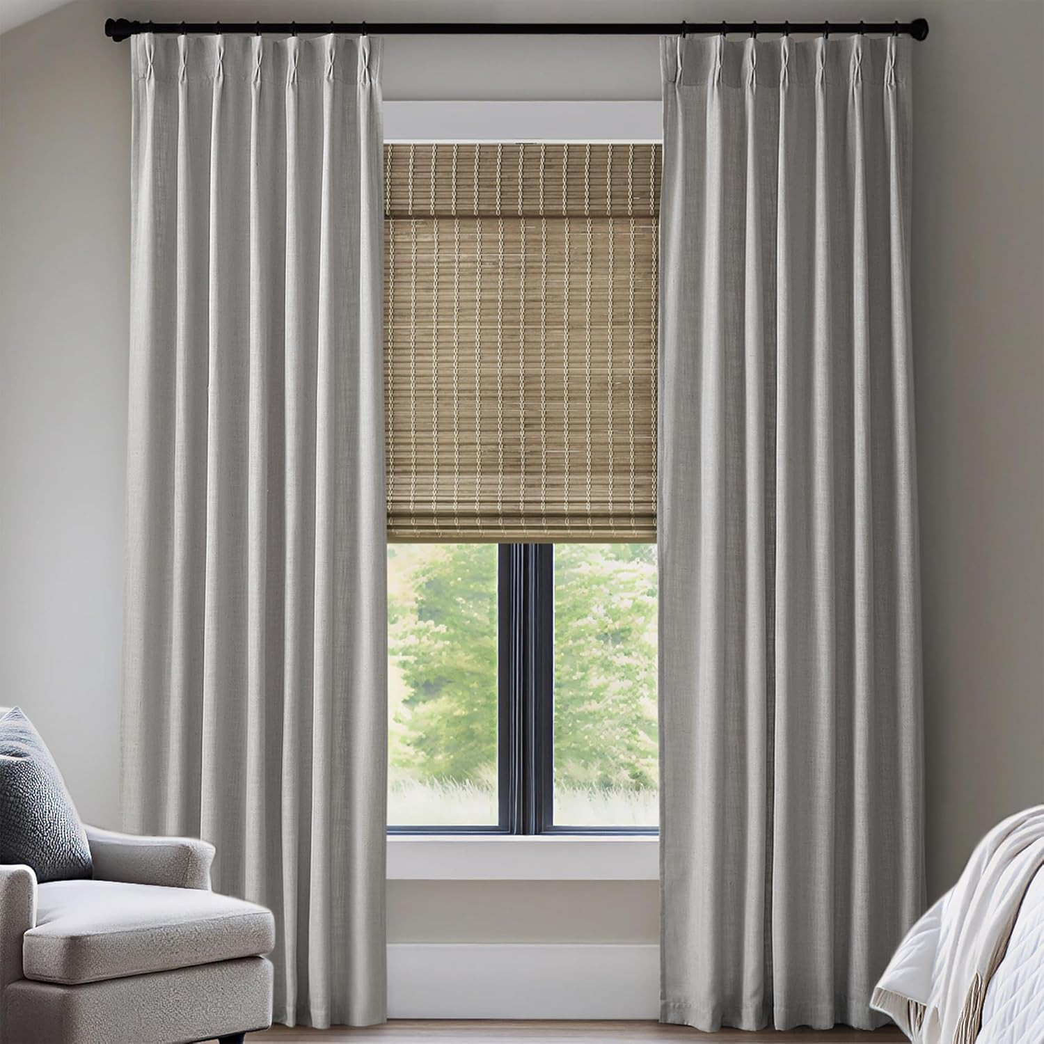 Emery Grey Pinch Pleated Curtains, Soft Light Filtering Drapes, 40″x84″ – 2 Pack