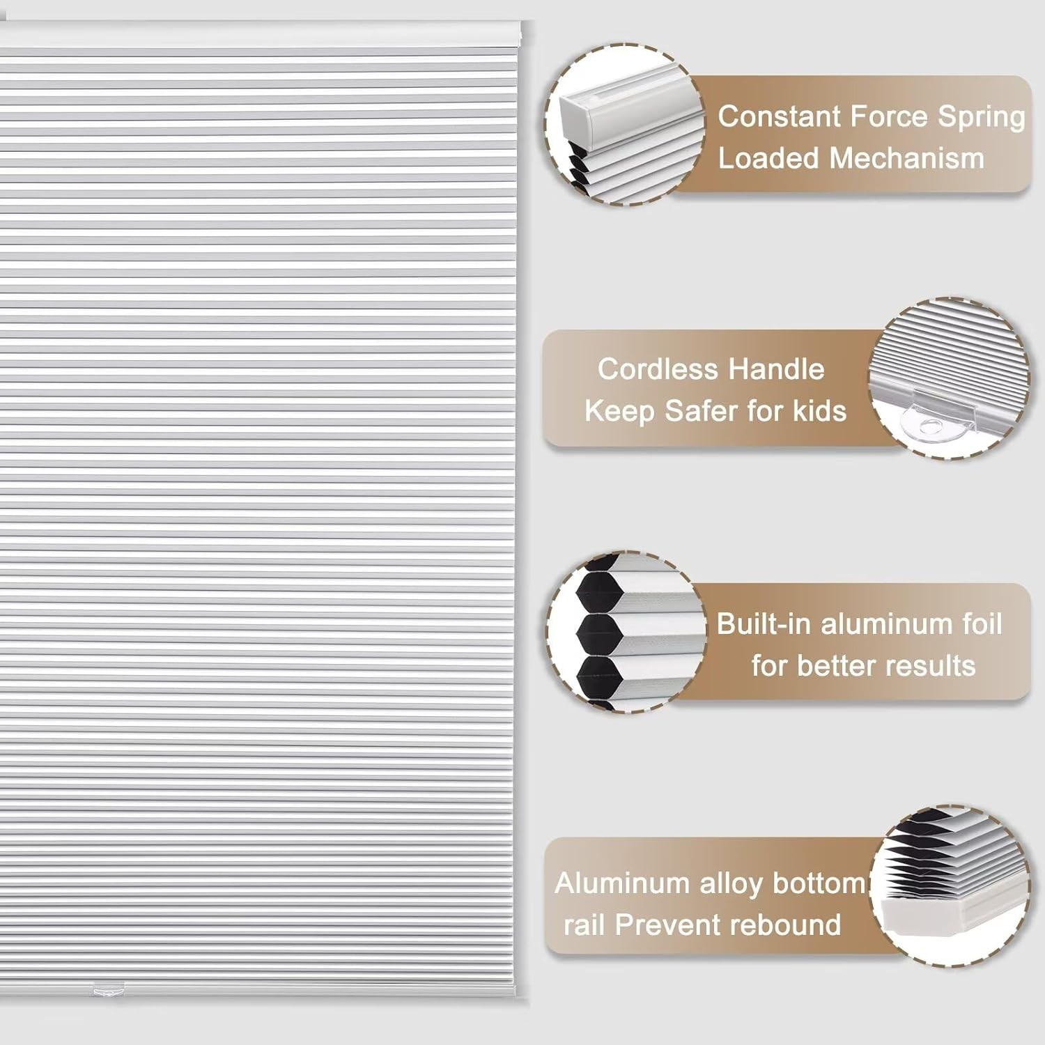 MYshade Cordless Blackout Cellular Shade 28″x64″ White