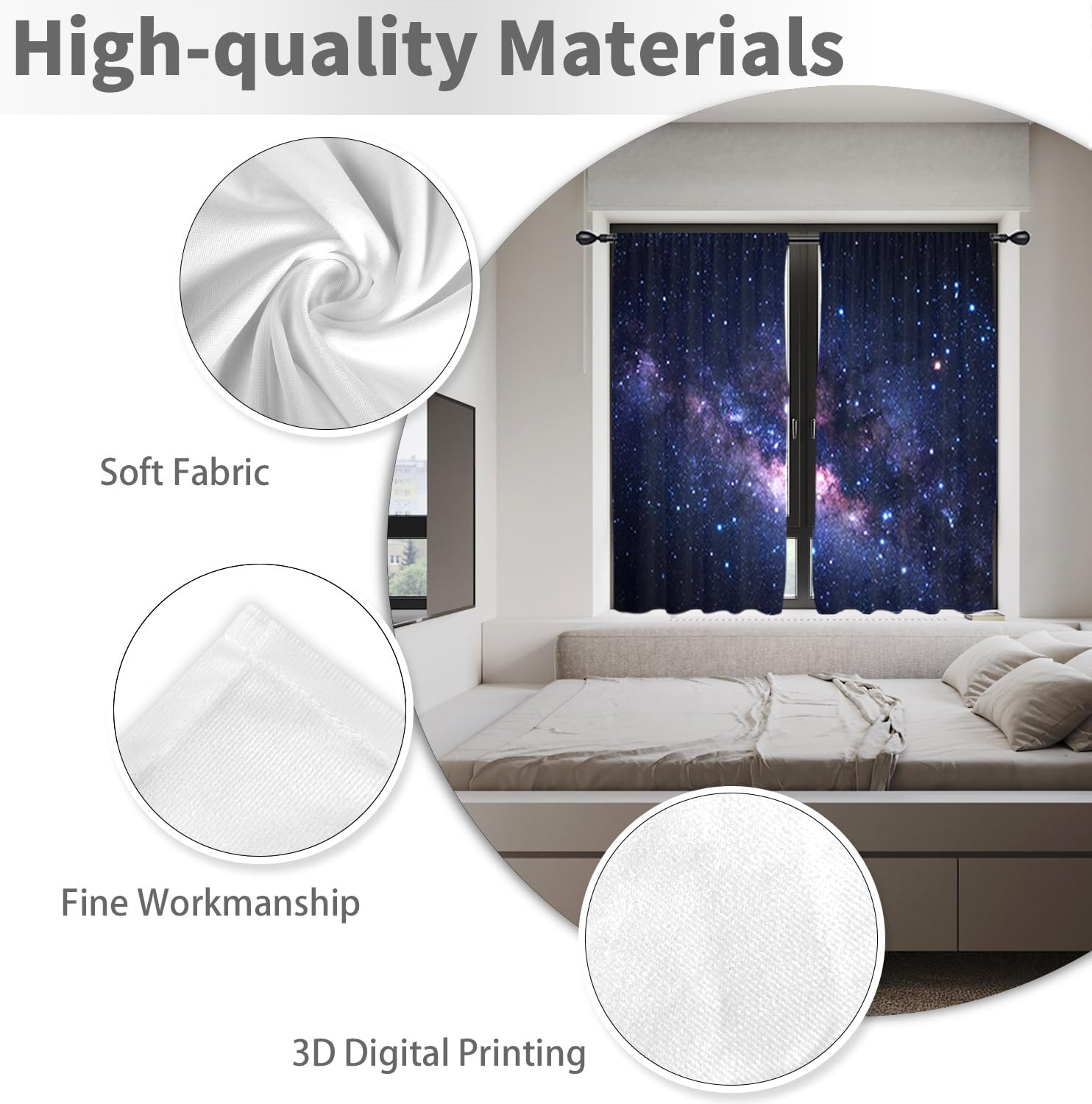 Galaxy Space Curtains Boys Celestial Kids Star Dark Cool Nursery Gamer Gaming Ou
