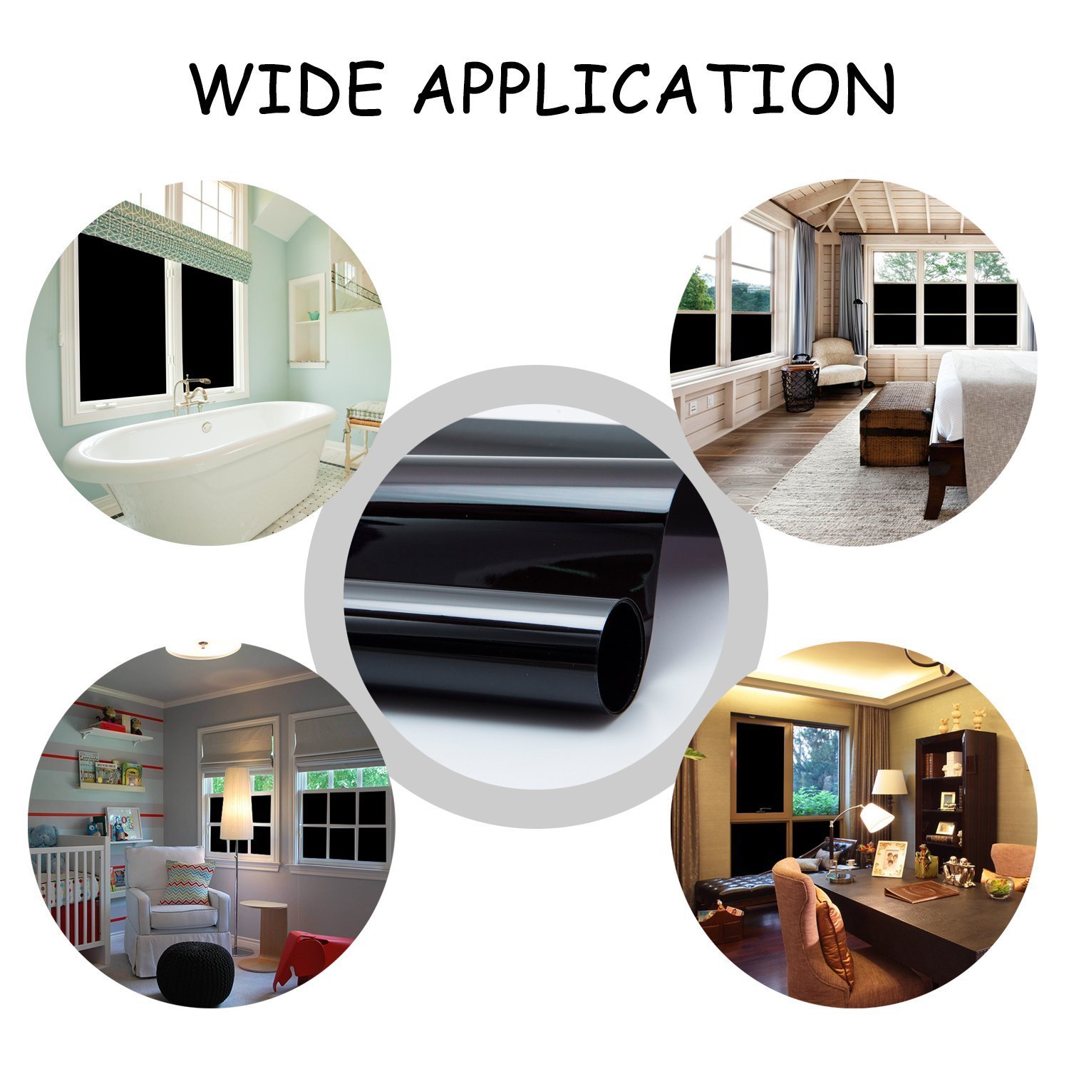 Uncut Window Tint 0% VLT Blackout Film Heat Reduce Block Shade Static Cling USA
