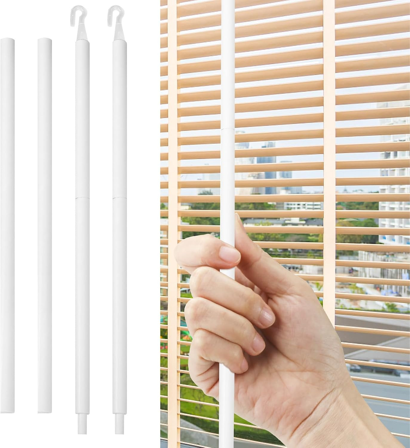 2 Sets 24Inch Blind Wand Replacement with Hook, Blind Opener Horizontal Window B