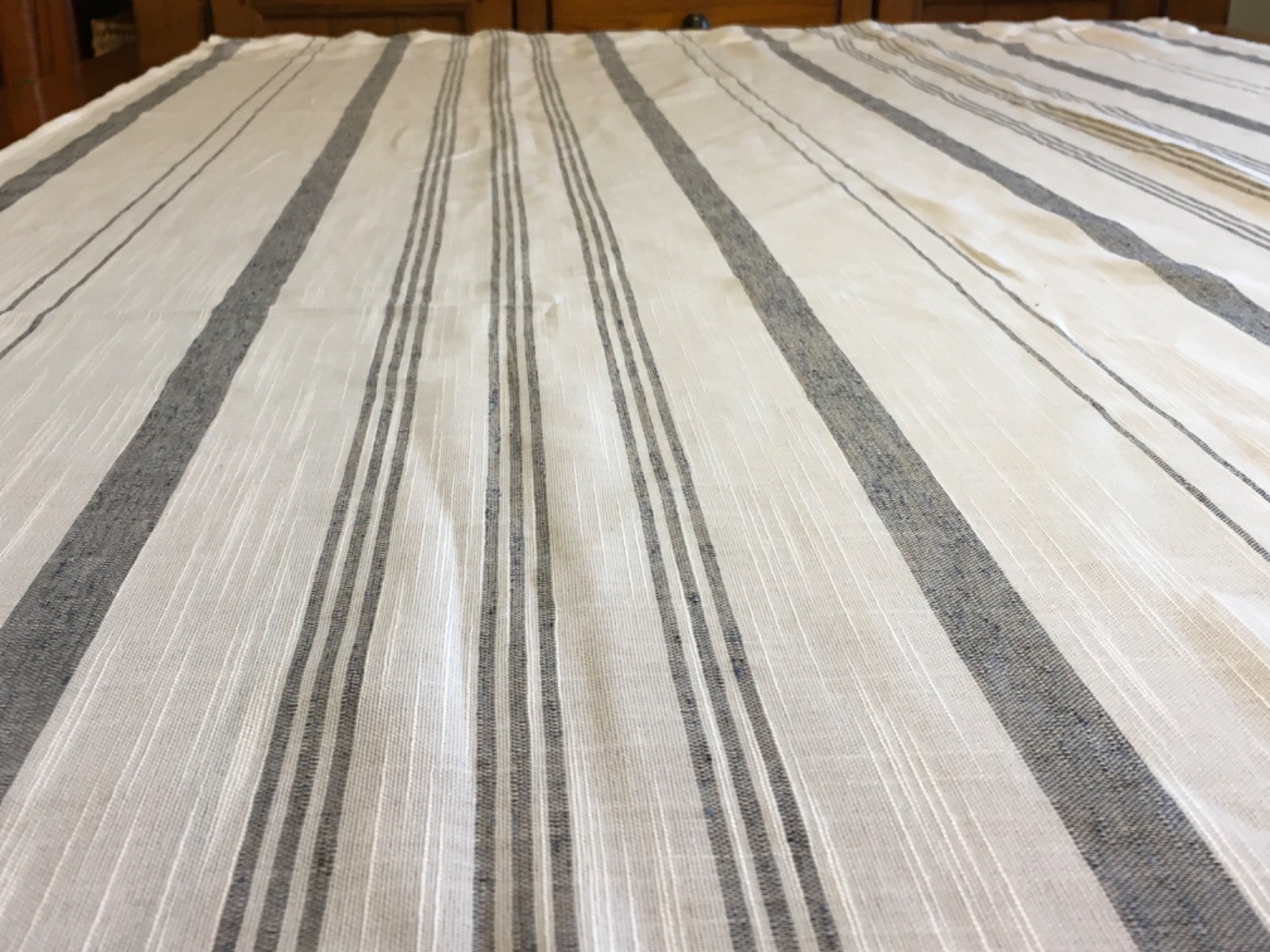 Sheer Curtain Panel blue/gray & white stripe 38×84
