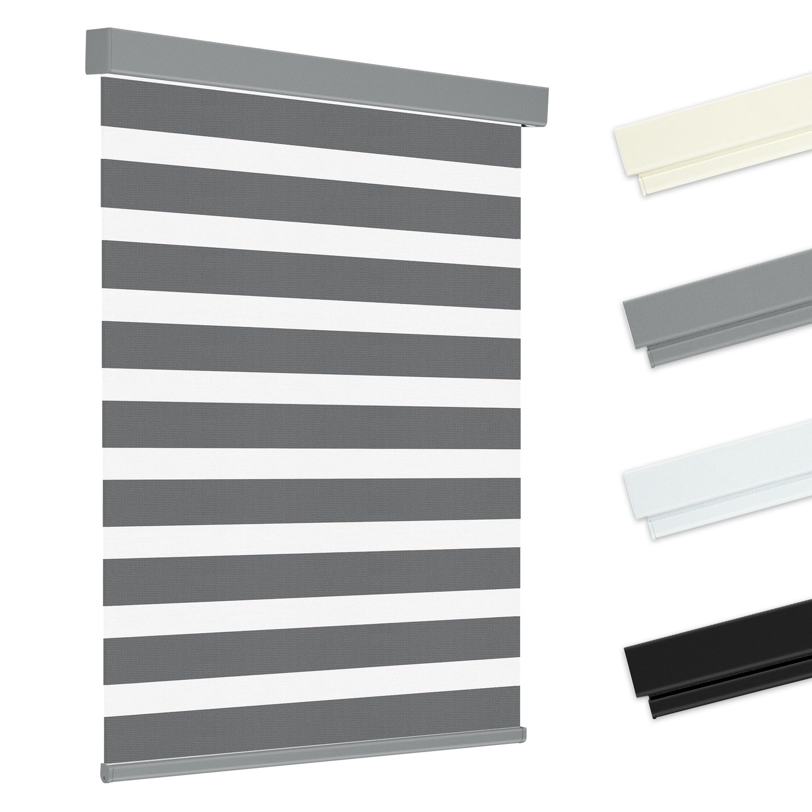 Cordless Zebra Blinds 30″ W x 72″ H Dark Gray, Dual Layer Day and Night Shade…
