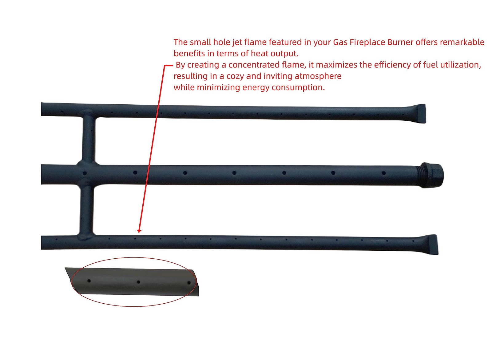 18 Inch Rectangular Gas Fire Pit Fireplace HBurner With 3 Pipes Heater