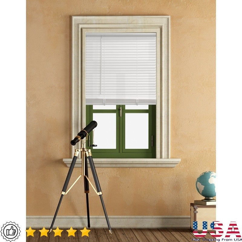1″ Cordless Vinyl Light Filtering Mini Blinds White, 32″ W x 64″ L