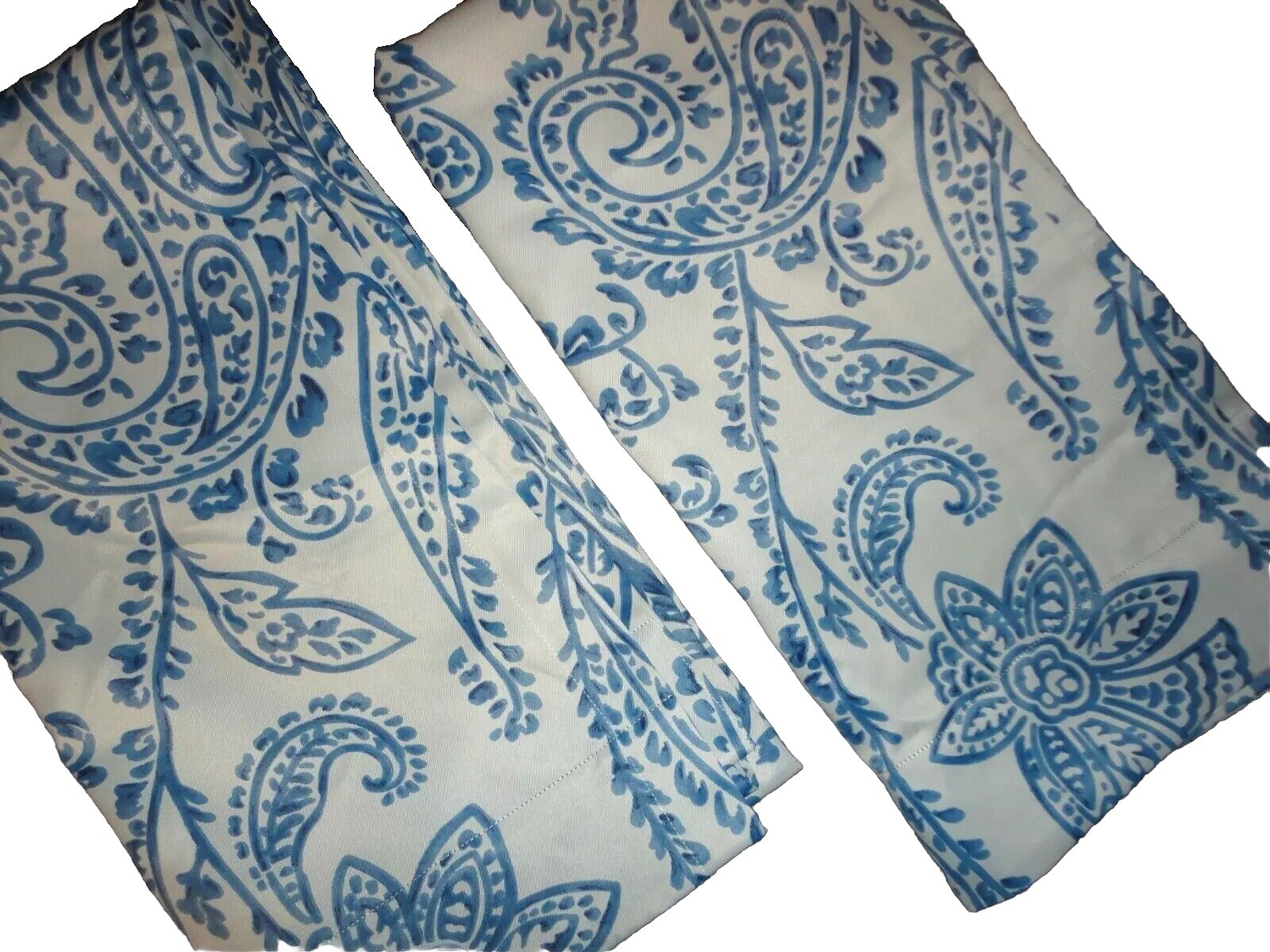 EXCLUSIVE FABRICS BLUE TEA TIME CHINA PAISLEY FLORAL (2) PANELS CURTAIN 49X96