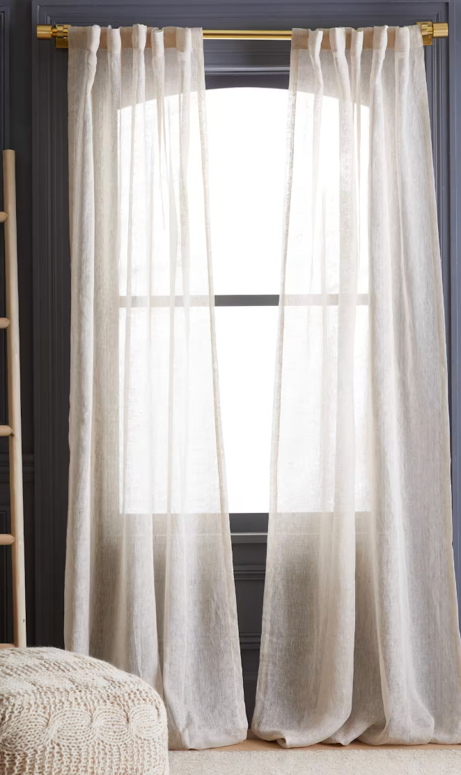 Quince European Linen Curtain 2 Panels 48×84 Flax semi-sheer unlined New