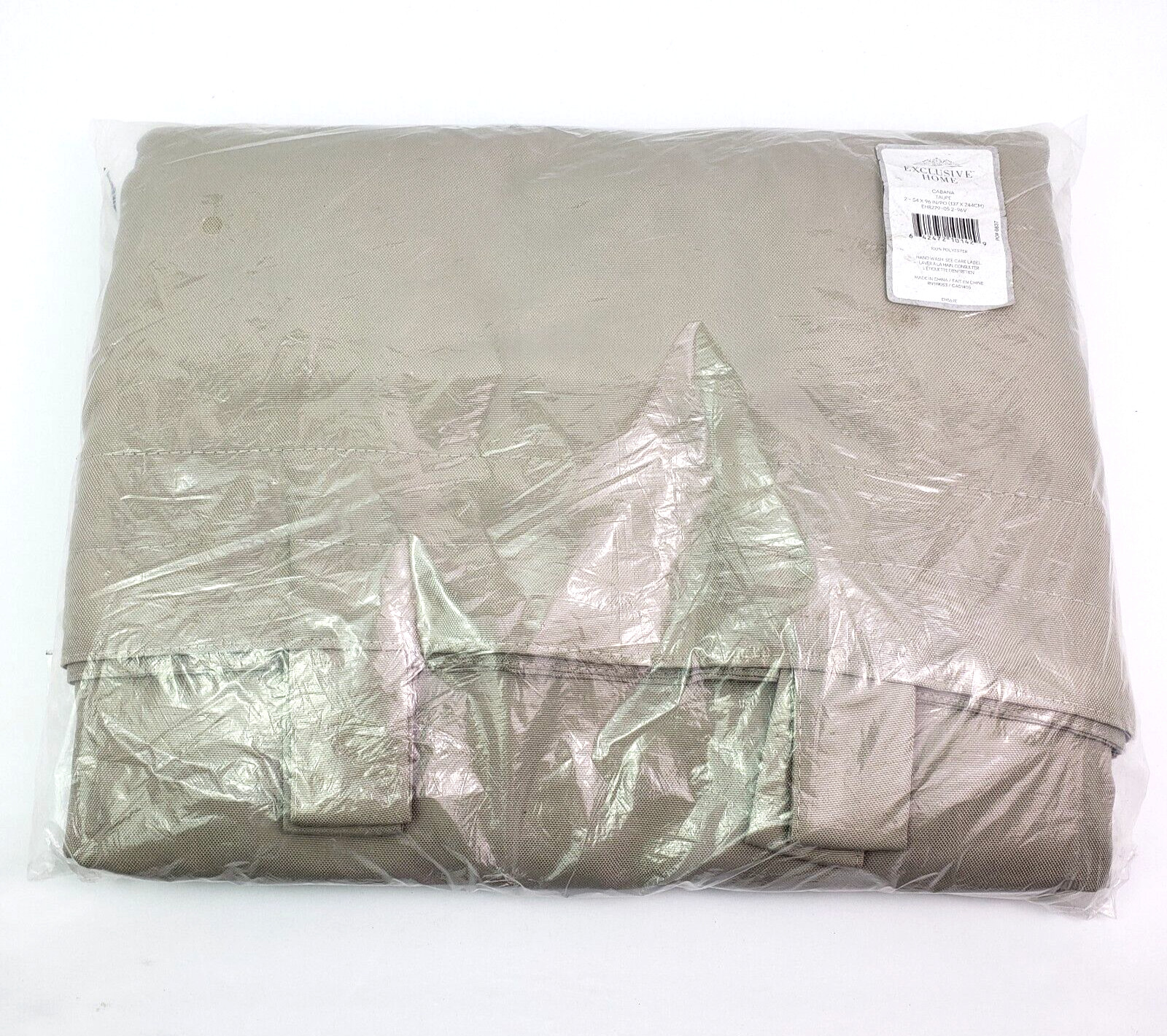 Exclusive Home Taupe Solid Polyester Two 54×96 in Cabana Curtains EH567E