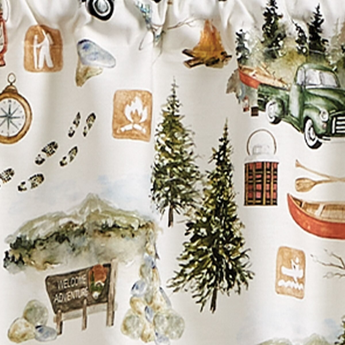 CAMPING VALANCE, 60X14, NEW IN PACKAGE, CUTE OUTDOORS, CAMPER, NATURE