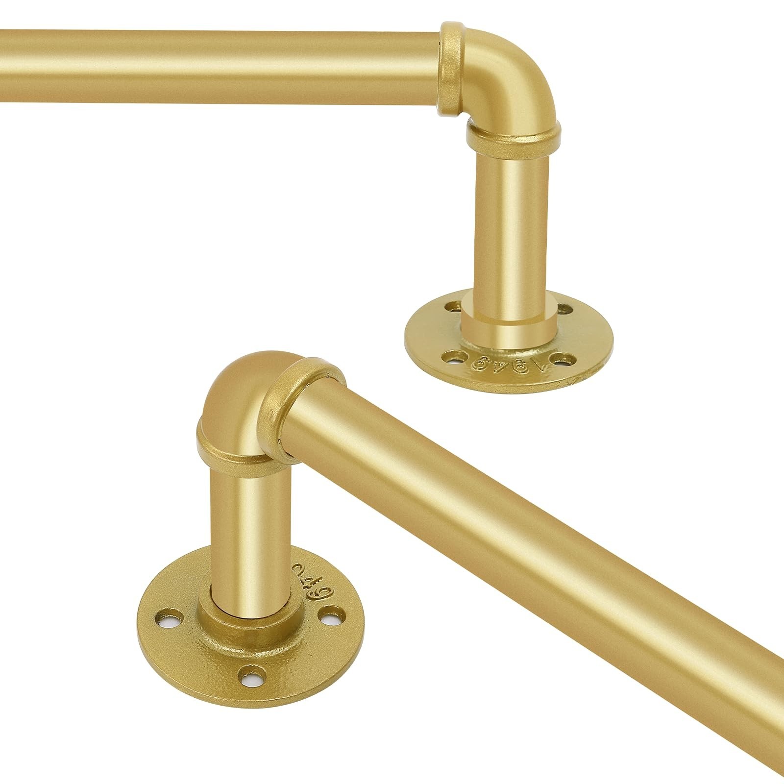 Curtain Rods for Windows 66-130″, 1 Inch Industrial Gold Curtain Rod, Adjusta…