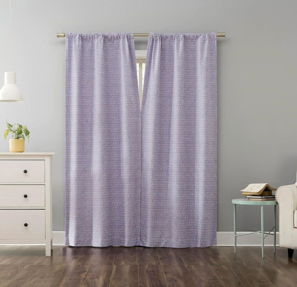 Generation By Sun Zero One Panel Curtain 40″ X 84″ Light Purple White Stripes (P