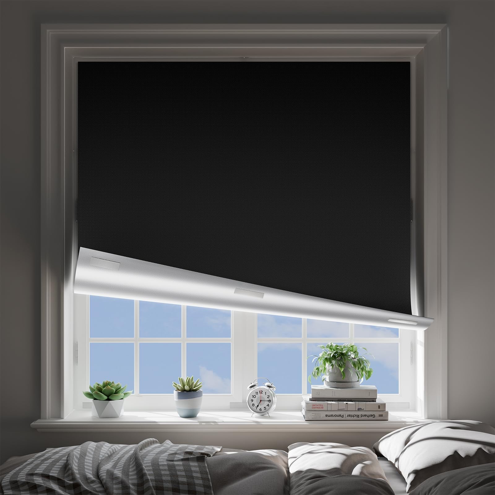 OTUOER Blackout Curtains Black 30″ W x 72″ H