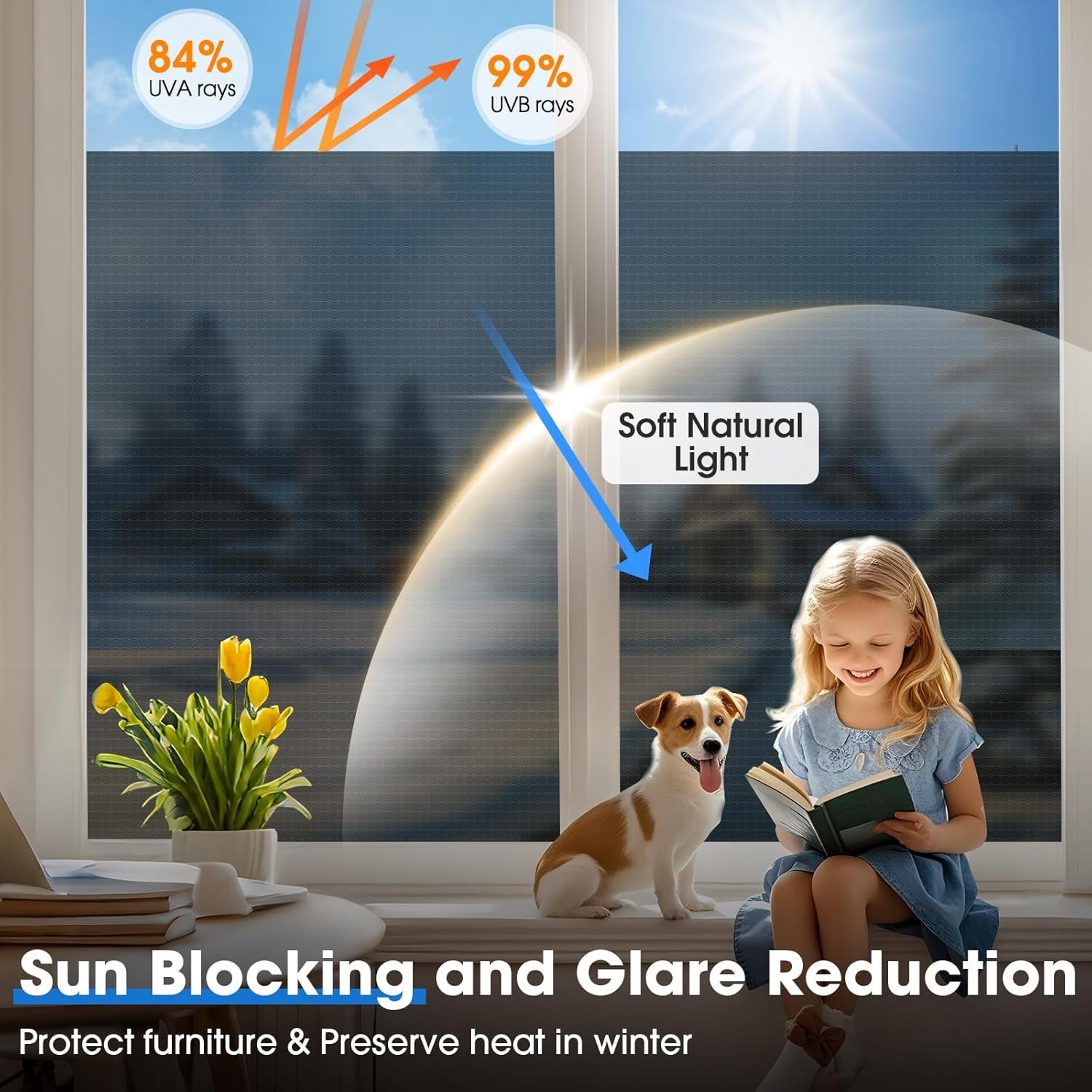 Coavas One Way Privacy Window Film, Reflective Home, Blue Silver
