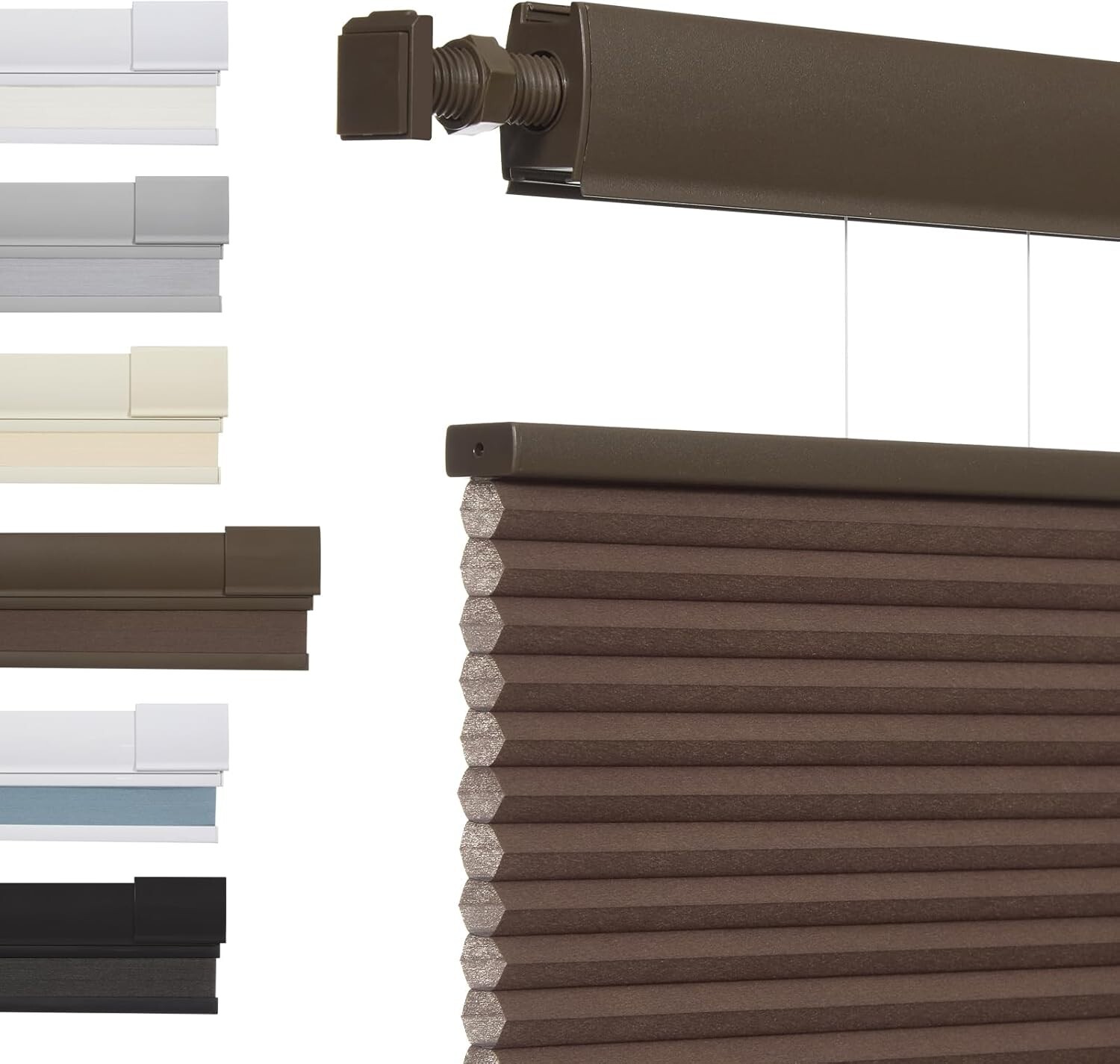 No Drill Top Down Light Filtering Brown Cellular Shade Cordless Honeycomb Blinds
