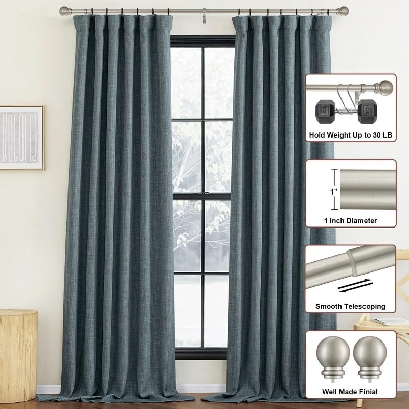 Yun Nephele 2 Pack Brushed Nickel Curtain Rods 48-84 Decorative Curtain Rod