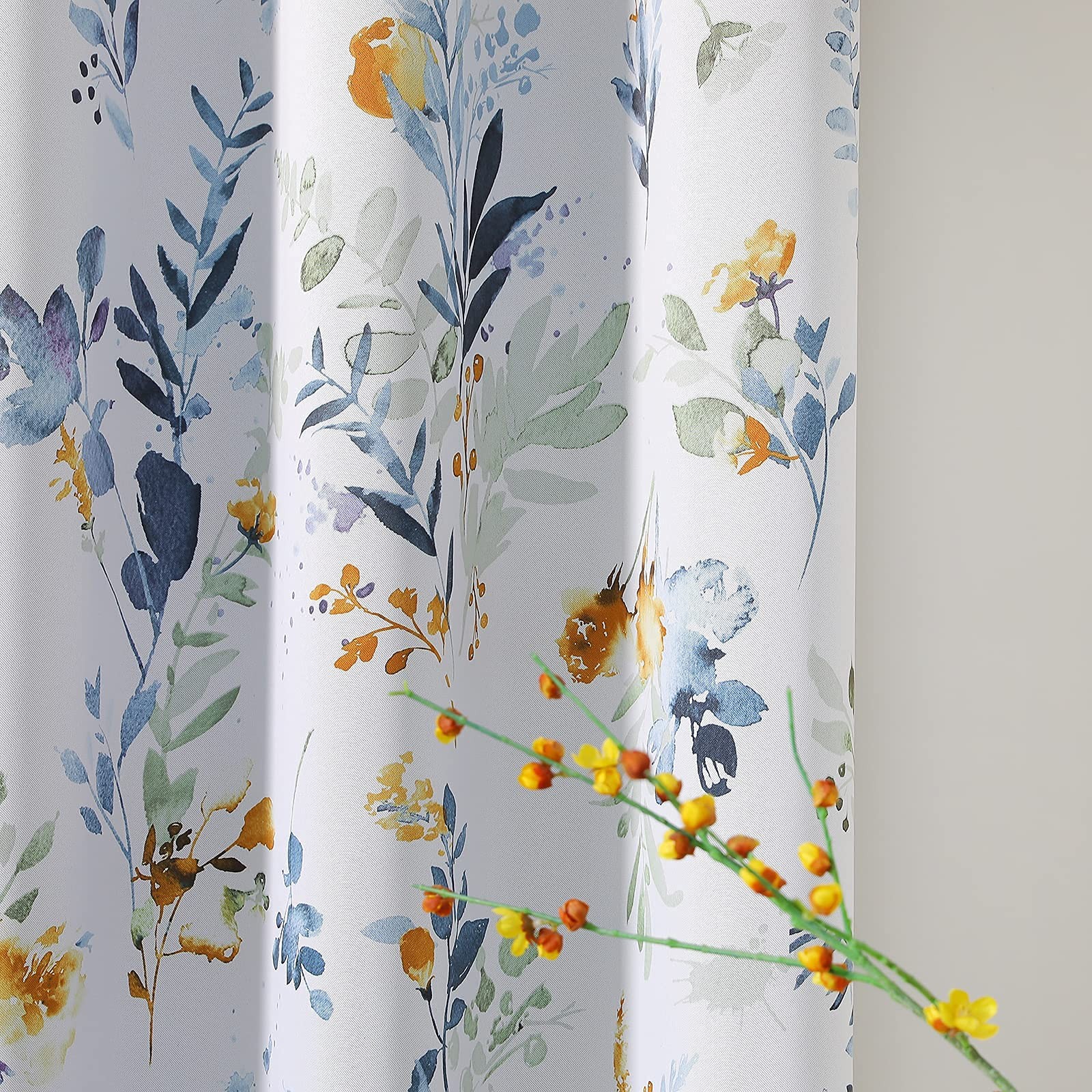MYSKY HOME Floral Curtains 84 inches Long Living Room Curtains Room Darkening…