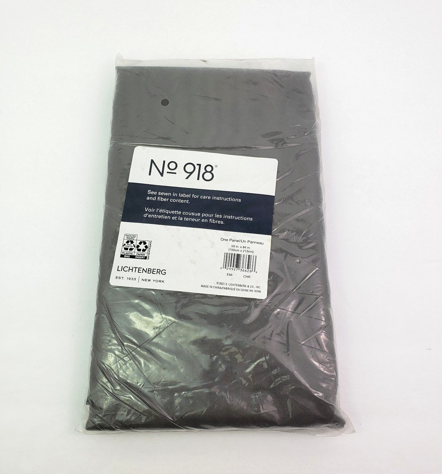 No 918 Size 59in x 84in Grey Sheer Lichtenberg One panel Curtain