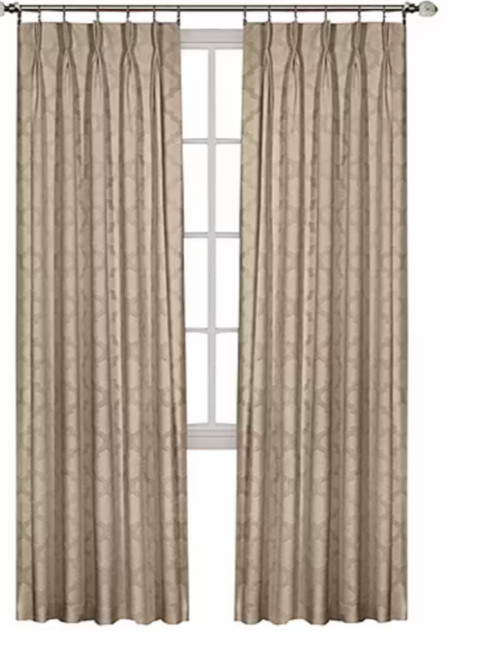Windsor Pinch Pleat Back Tab Panel Curtain Light-Filtering 34in x 84in Camel