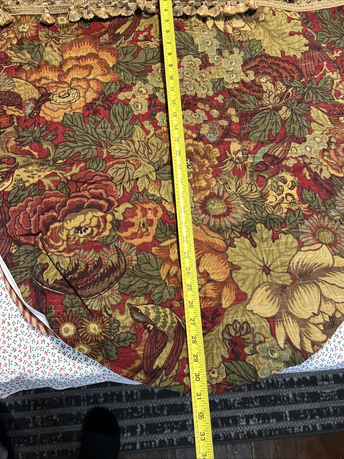 Vintage Custom Scalloped Floral Tapestry Valances Set of 2 w/ 2-Tone Fringe 130”
