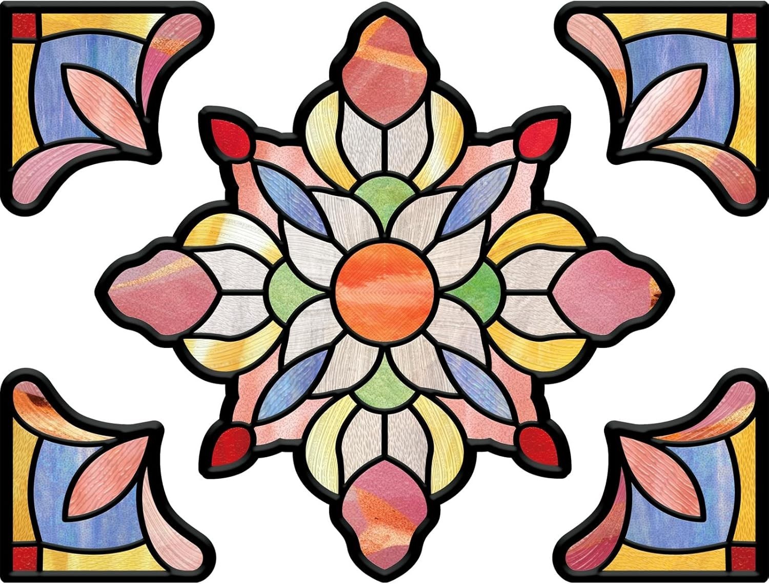 Static Cling Stained Glass Window Film – Enhance Privacy & Style 11.81″ x 15.75″