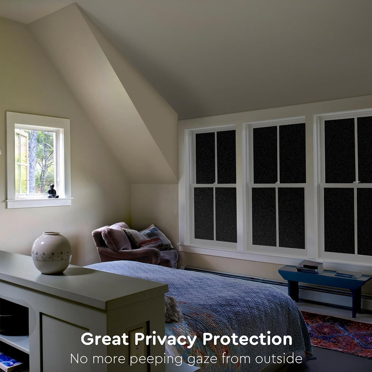 Blackout Window Film 17.5In x 78.7In Total Black Light Blocking Privacy Room