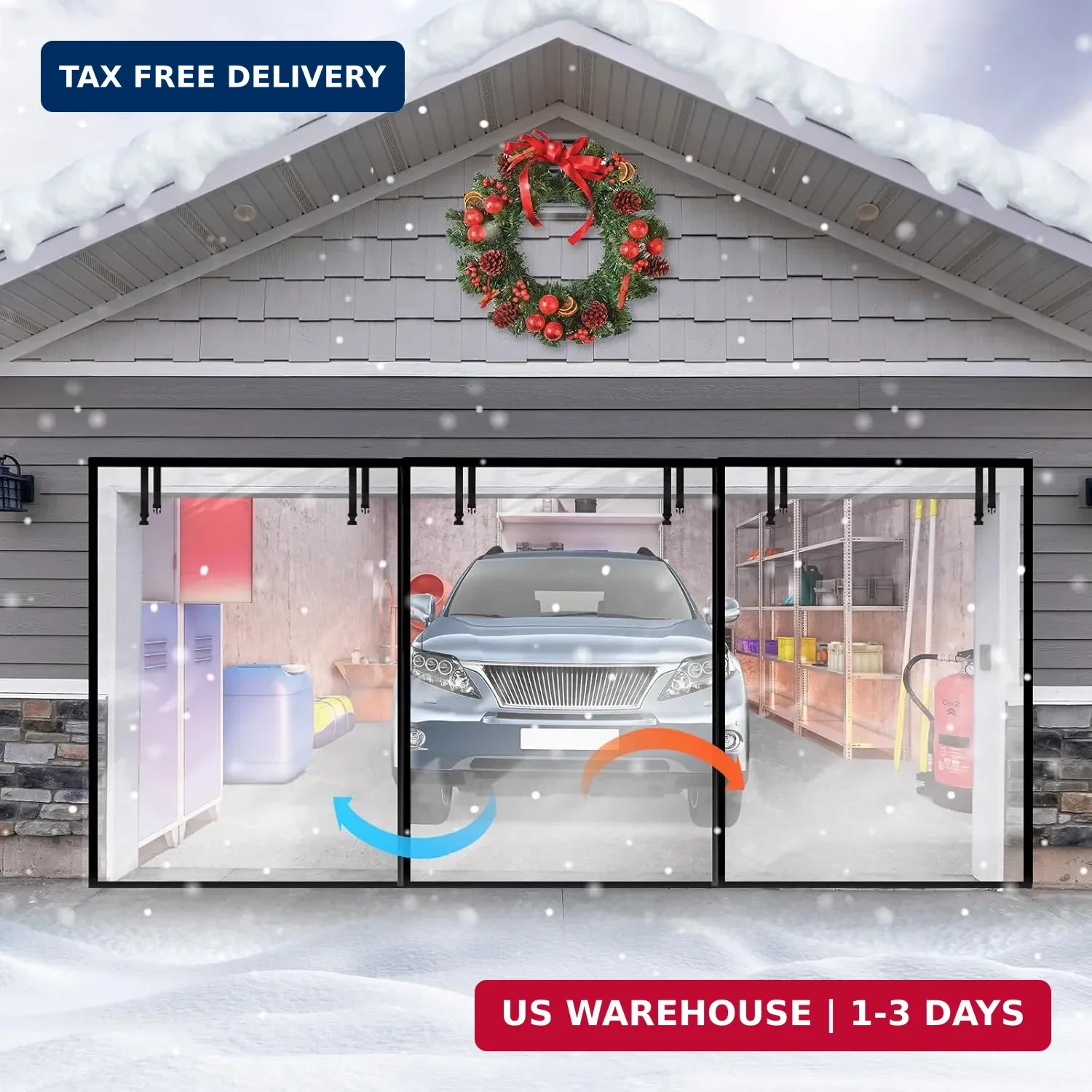 Mindsoft Garage Insulated Door Curtain Transparent Magnetic Screen Windproof Gar