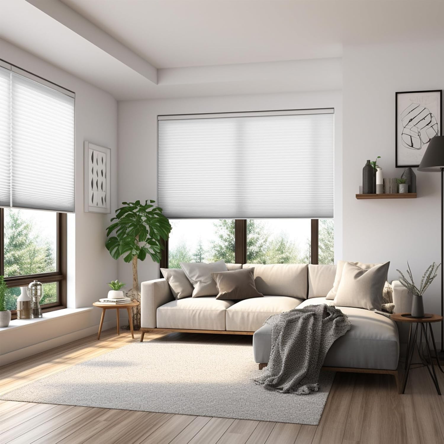 Cordless Cellular Shades,Blackout Honeycomb Shades for Windows,Pull Down Plea…