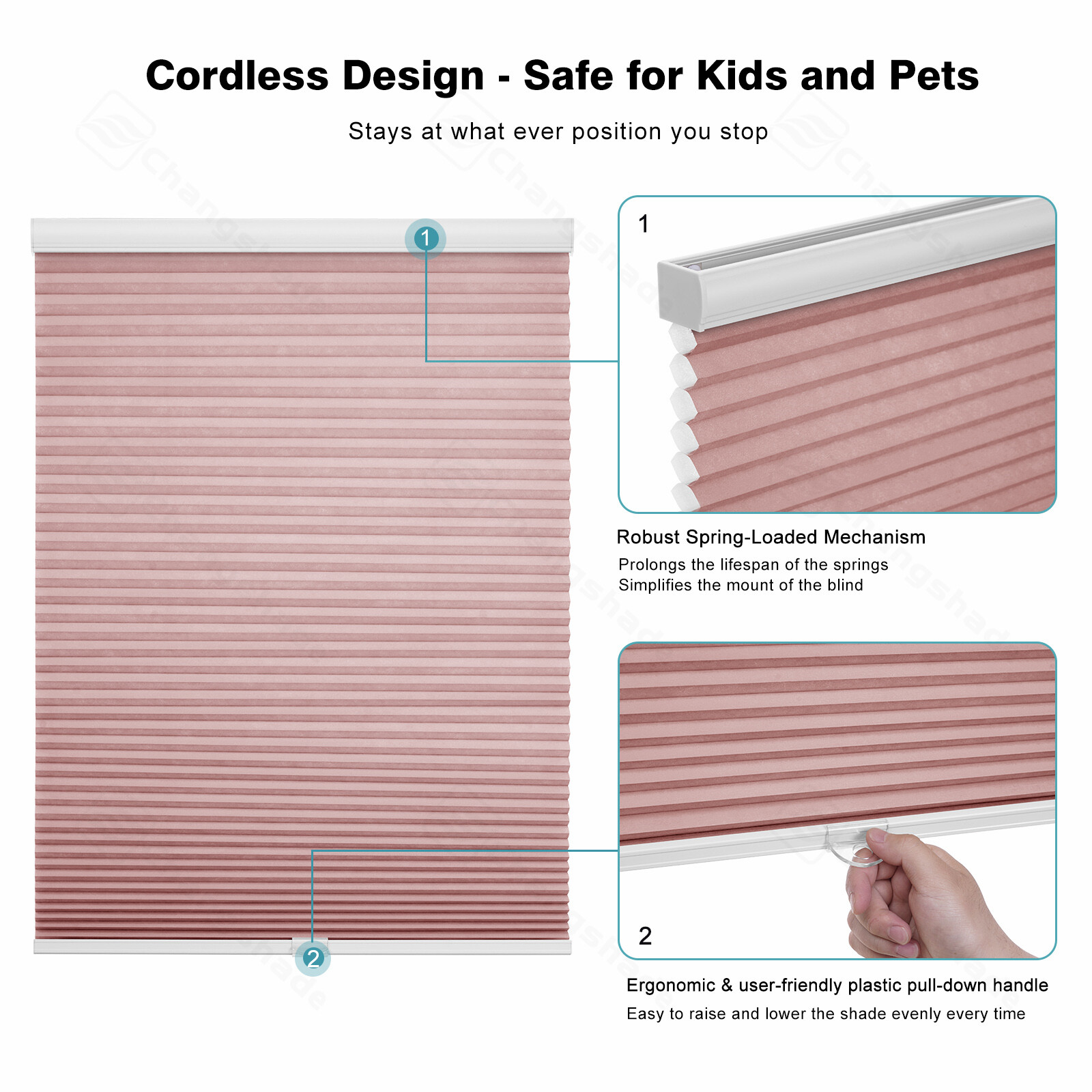 Changshade CUSTOM CUT Cordless Light Filtering 38MM Cellular Blinds Shades