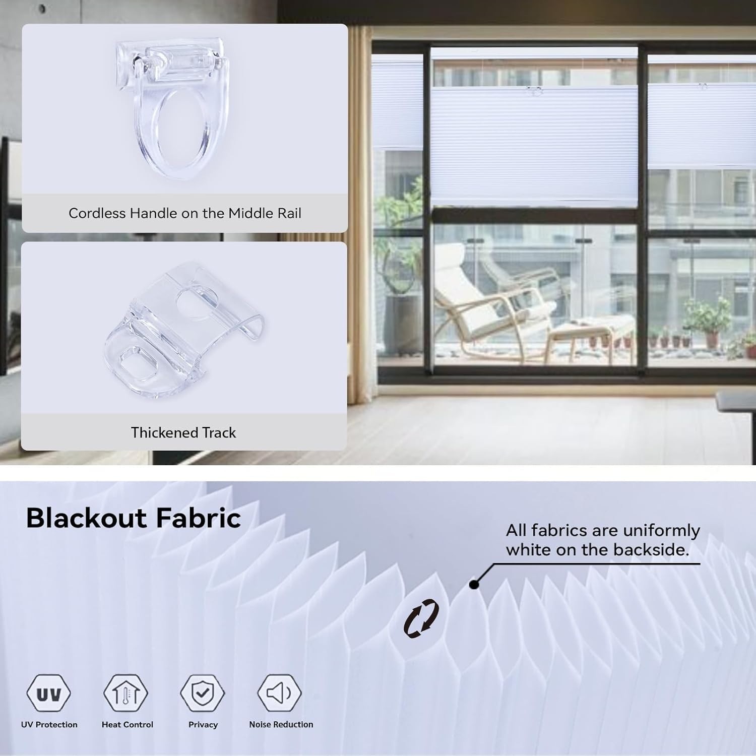 Top Down Bottom Up (TDBU) Cordless Cellular Shades Light Filtering Honeycomb 39″