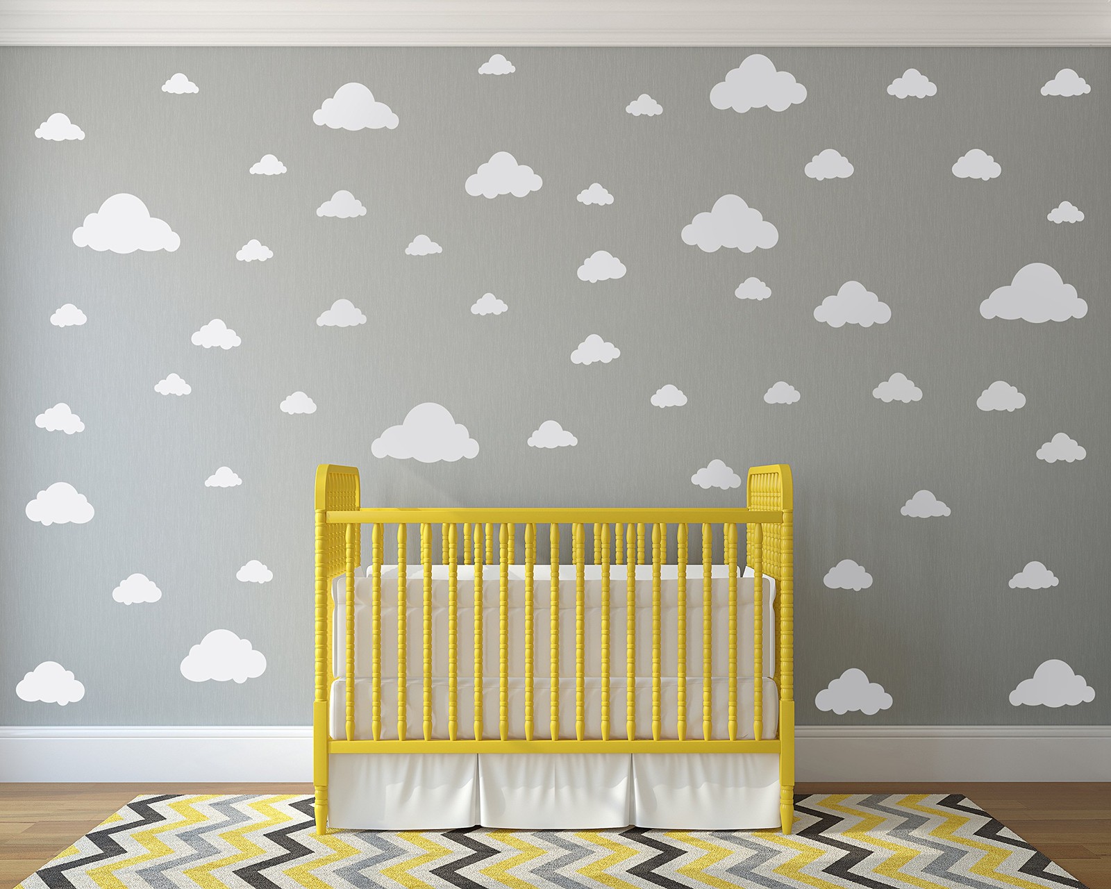 White Clouds Sky Wall Decals – Easy Peel + Stick 50 Pack – Kids